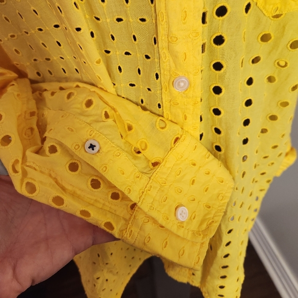 NWT J. Crew Yellow Women's Casual Eyelet Shirt Size 6 - Picture 4 of 8